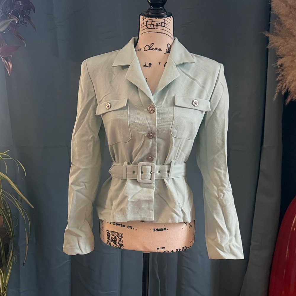 Mint Green Belted Blazer
